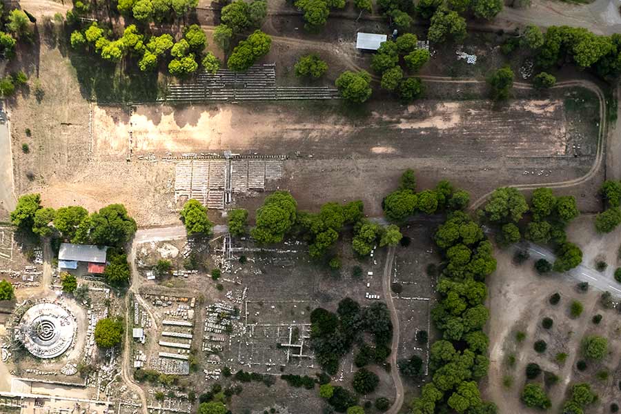 Epidauros Stadion Asklepios Heiligtum Luftaufnahmen 0001